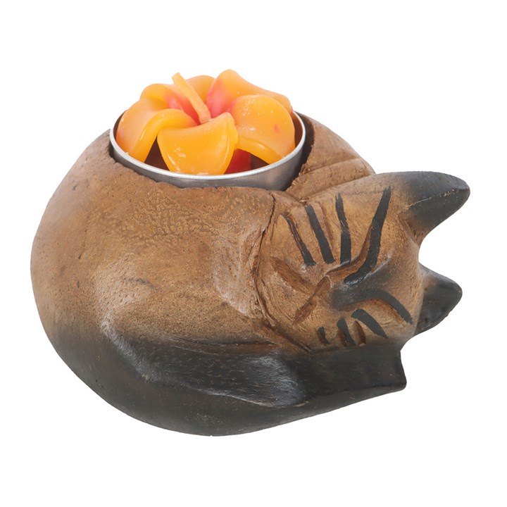 Curled Cat Tealight Holder
