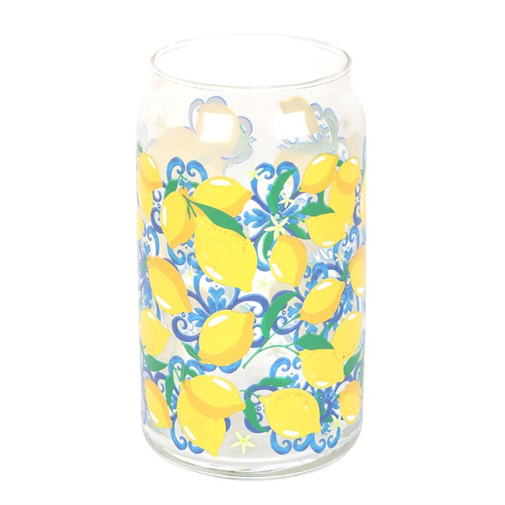 Lemon Print Can Glass