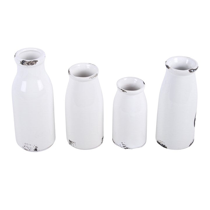 Set of 4 Decorative Milk Bottles
