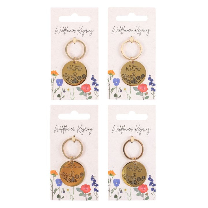 Set of 24 Wildflower Keyrings on Display