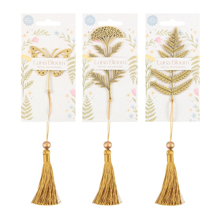 Set of 24 Luna Bloom Metal Leaf Bookmarks