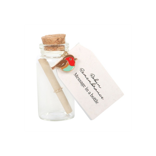 Set of 24 Robin Remembrance Message Bottles in Display