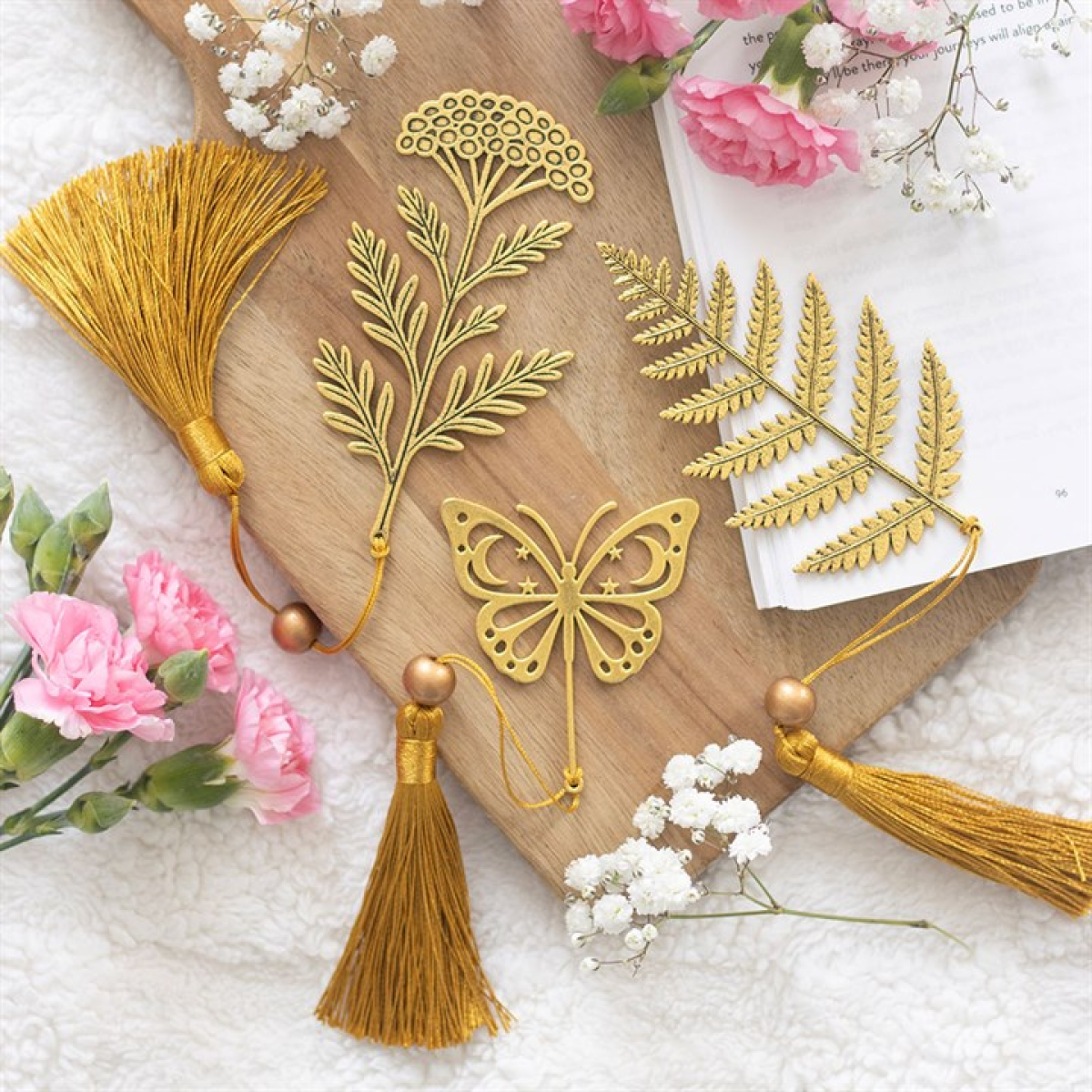 Set of 24 Luna Bloom Metal Leaf Bookmarks