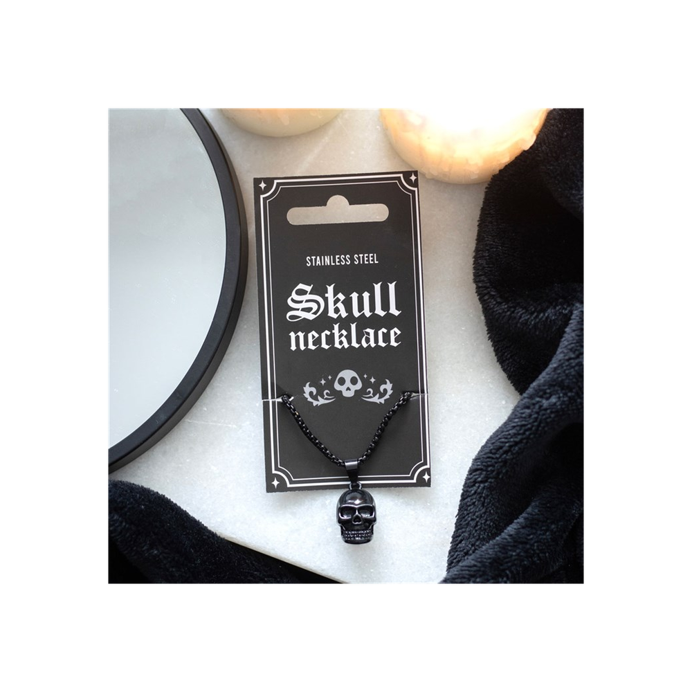 Black Obsidian Skull Necklace