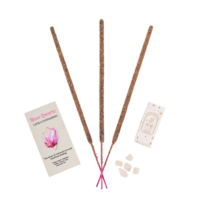 12 Packs of Native Soul Crystal Intentions Incense with Rose Quartz Chips