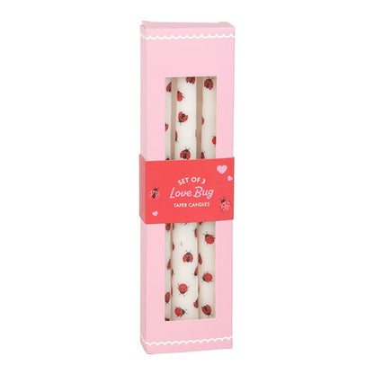 Set of 3 Love Bug Ladybird Taper Candles