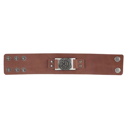 Viking Compass Leather Cuff Bracelet