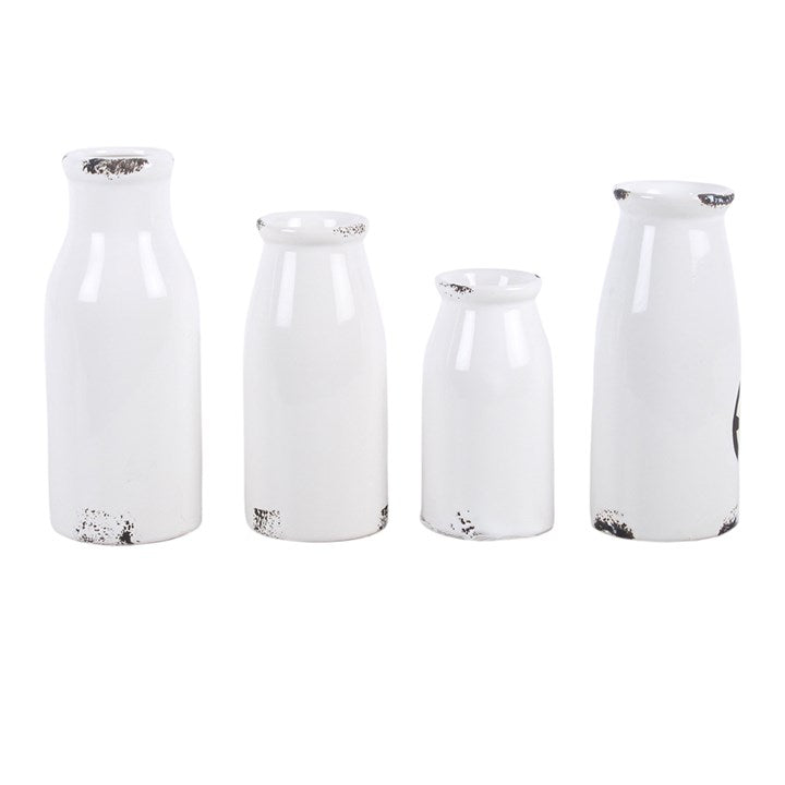 Set of 4 Decorative Milk Bottles