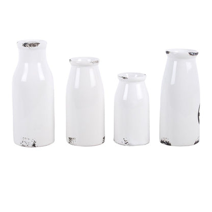 Set of 4 Decorative Milk Bottles