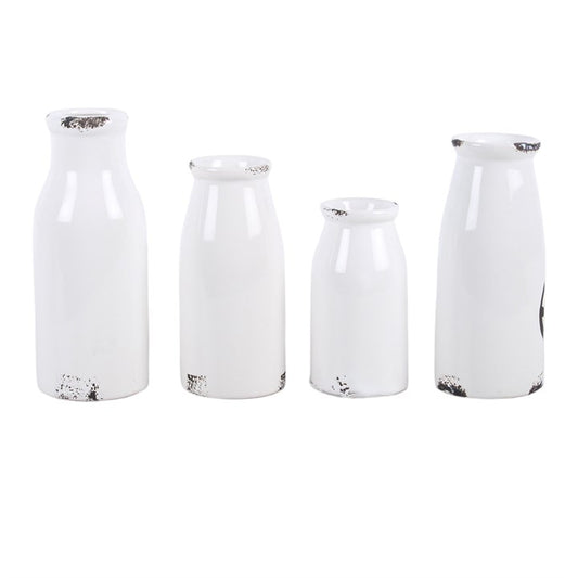 Set of 4 Decorative Milk Bottles