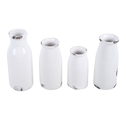 Set of 4 Decorative Milk Bottles