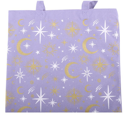 Purple Celestial Print Tote Bag