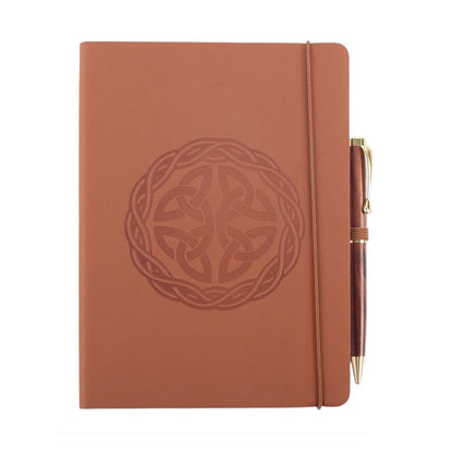 Celtic Shield Knot A5 Faux Leather Notebook with Pen