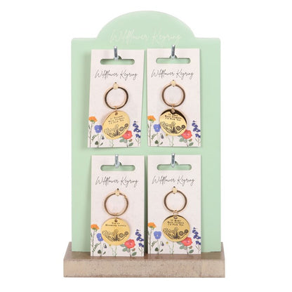 Set of 24 Wildflower Keyrings on Display