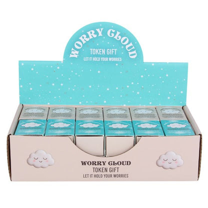 Set of 24 Worry Cloud Token Gifts in Display