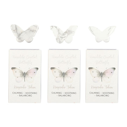 Set of 24 Howlite Butterfly Keepsake Tokens in Display