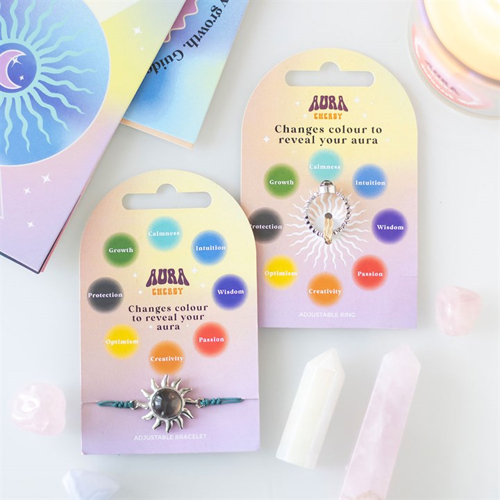 Set of 20 Aura Energy Colour Changing Rings in Display