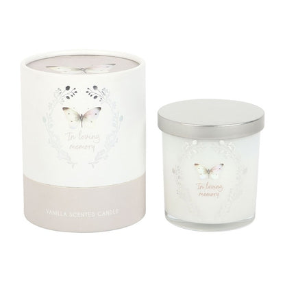 In Loving Memory White Butterfly Vanilla Candle