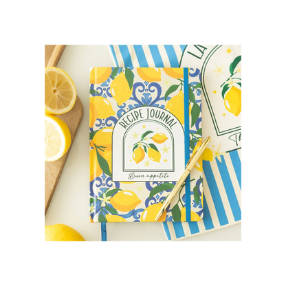 Italian Lemon Print A5 Recipe Journal