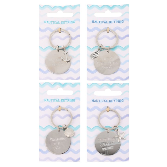 Pack of 12 Nautical Metal Keyrings