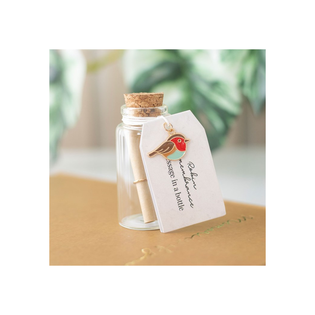 Set of 24 Robin Remembrance Message Bottles in Display