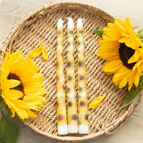 Set of 3 Sunflower Taper Candles