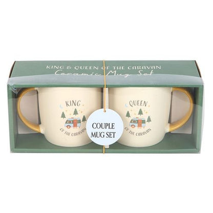 Camping King and Queen Couples Mug Set