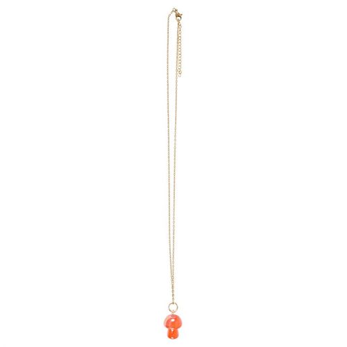 Orange Aura Crystal Mushroom Necklace Greeting Card