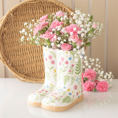Luna Bloom Floral Print Welly Boot Planter