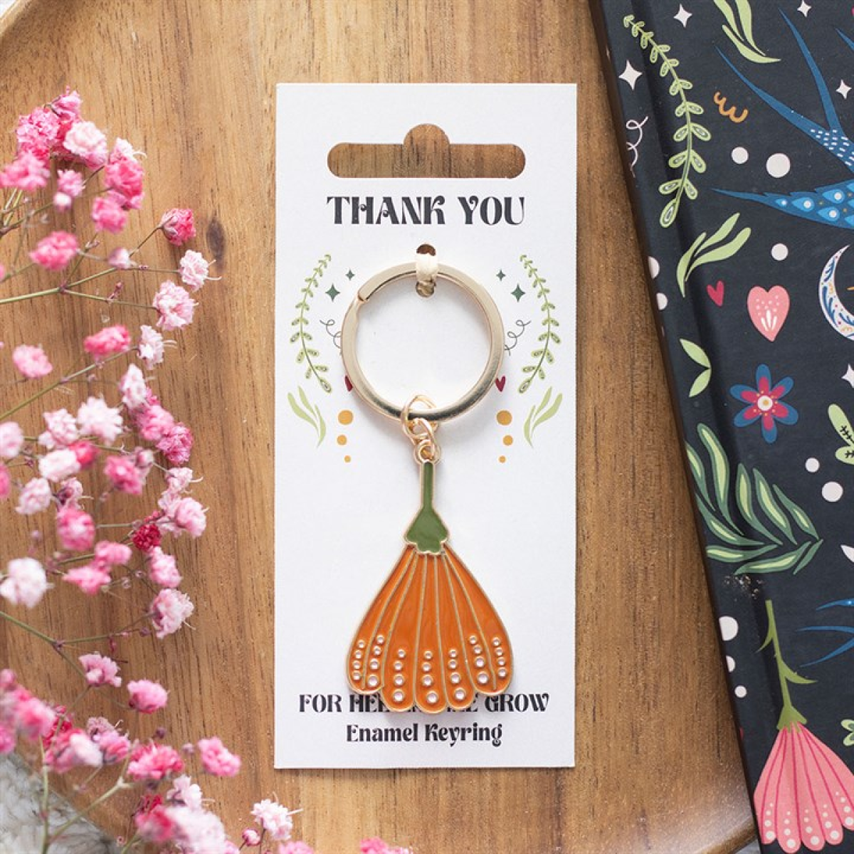 Thank You for Helping Me Grow Flower Keyring