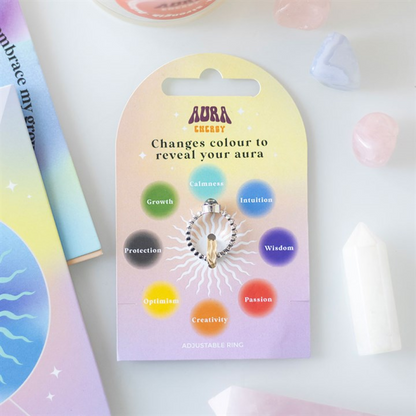 Set of 20 Aura Energy Colour Changing Rings in Display