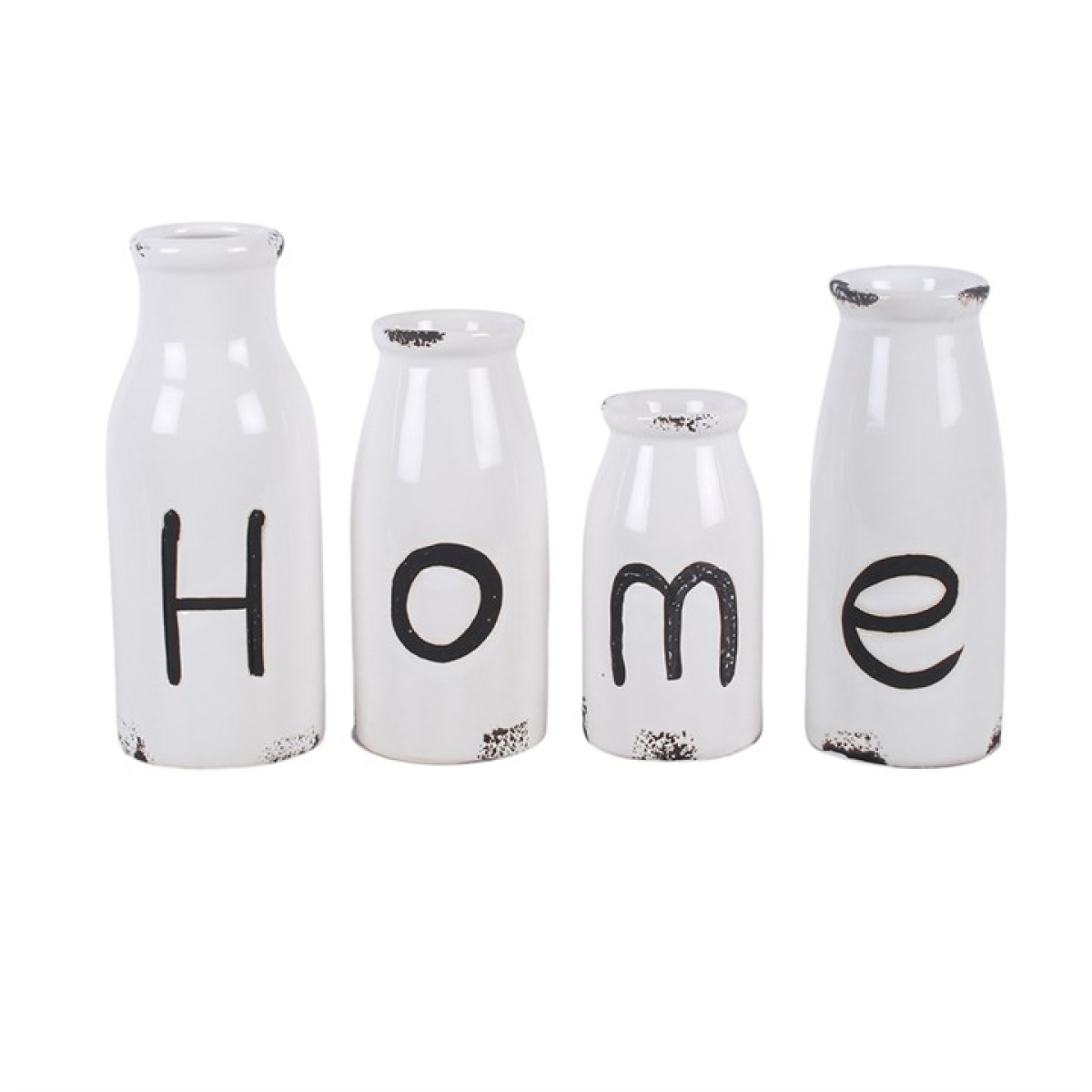 Set of 4 Decorative Milk Bottles