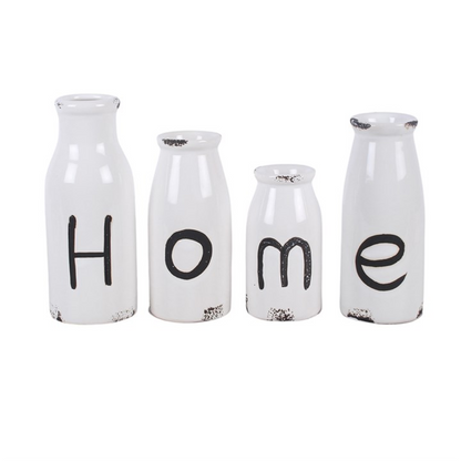 Set of 4 Decorative Milk Bottles