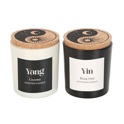 Set of 2 Yin Yang Black Oud and Coconut Candles