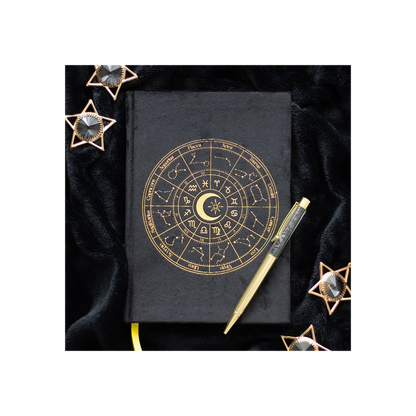 Astrology Wheel Journal with Black Obsidian Pen