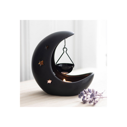 Black Crescent Moon Hanging Oil Burner