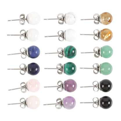 Set of 9 Semi Precious Crystal Earrings