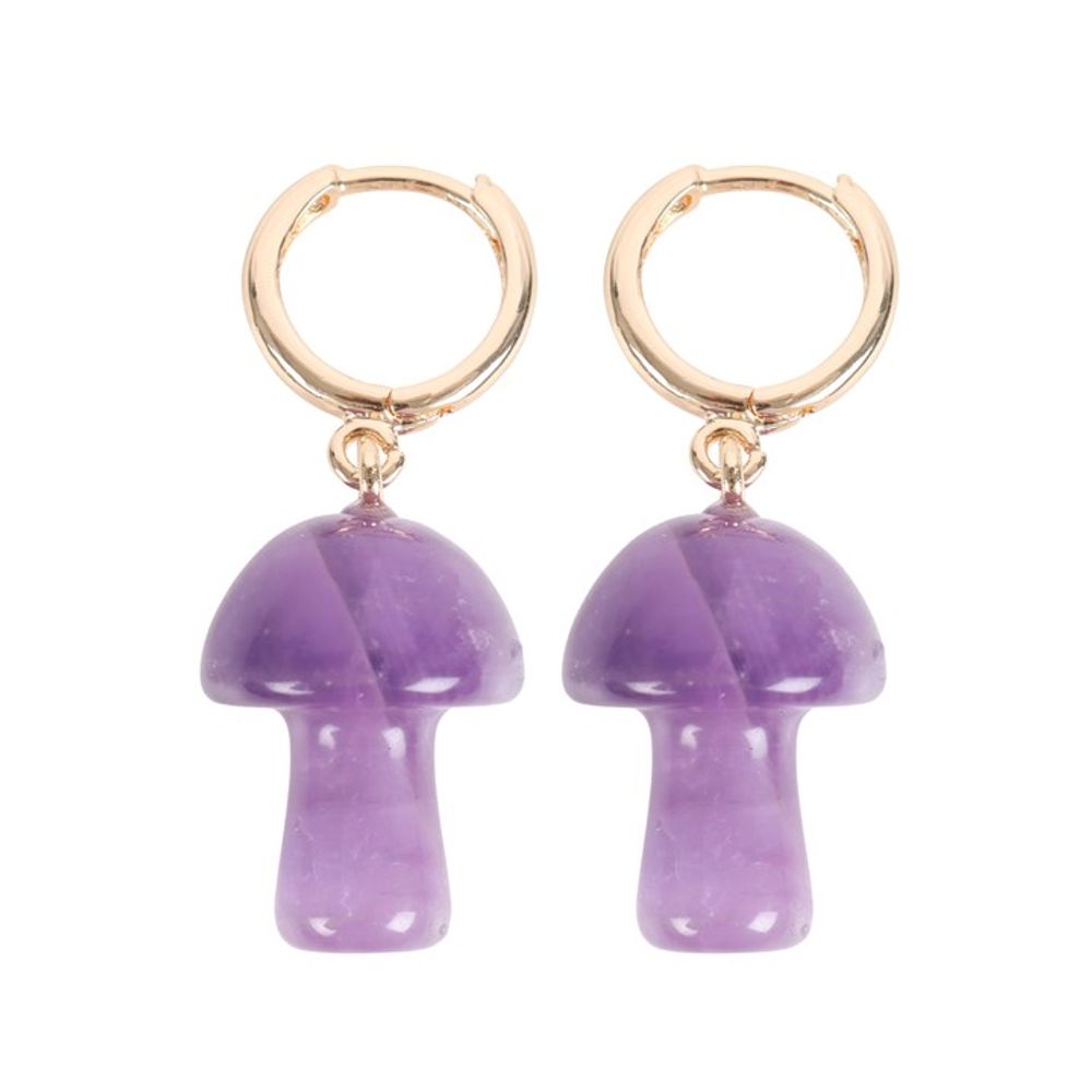 Amethyst Crystal Mushroom Earrings