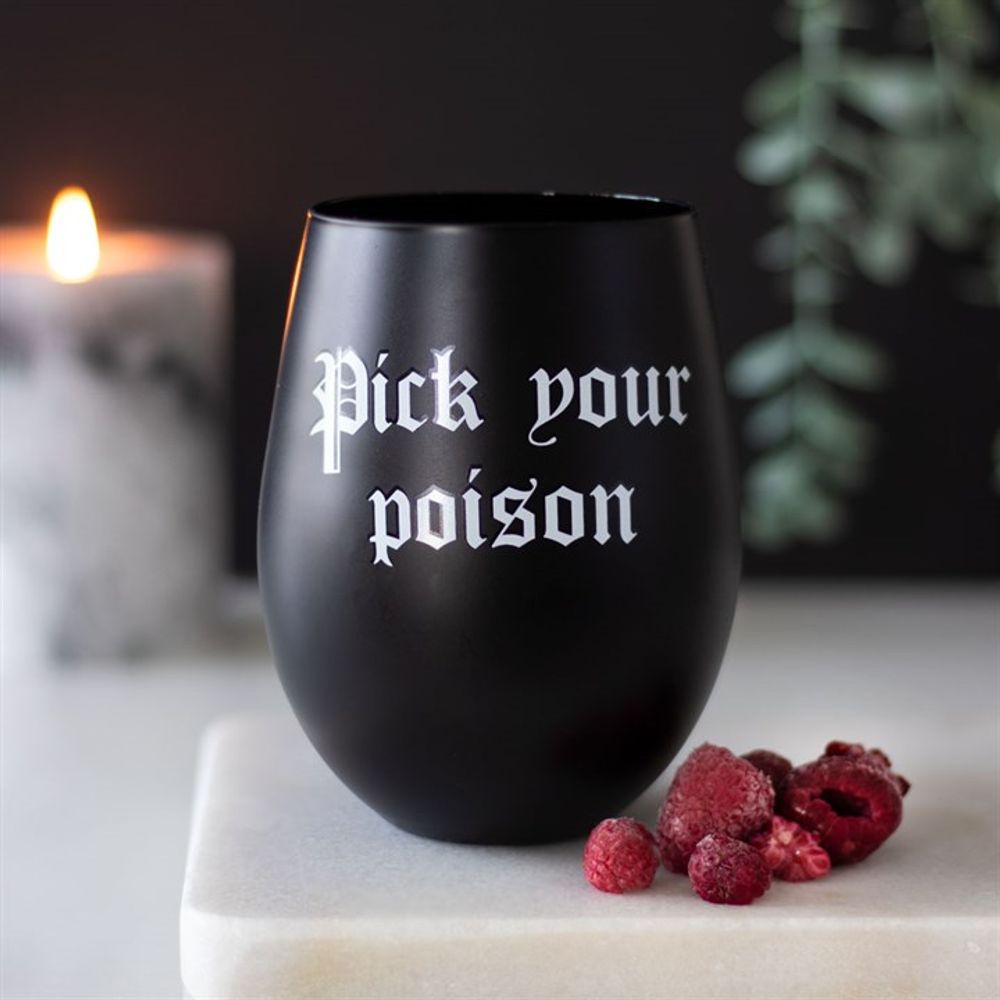 Pick Your Poison Stemless Wine Glass