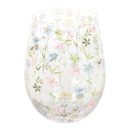 Floral Print Stemless Glass