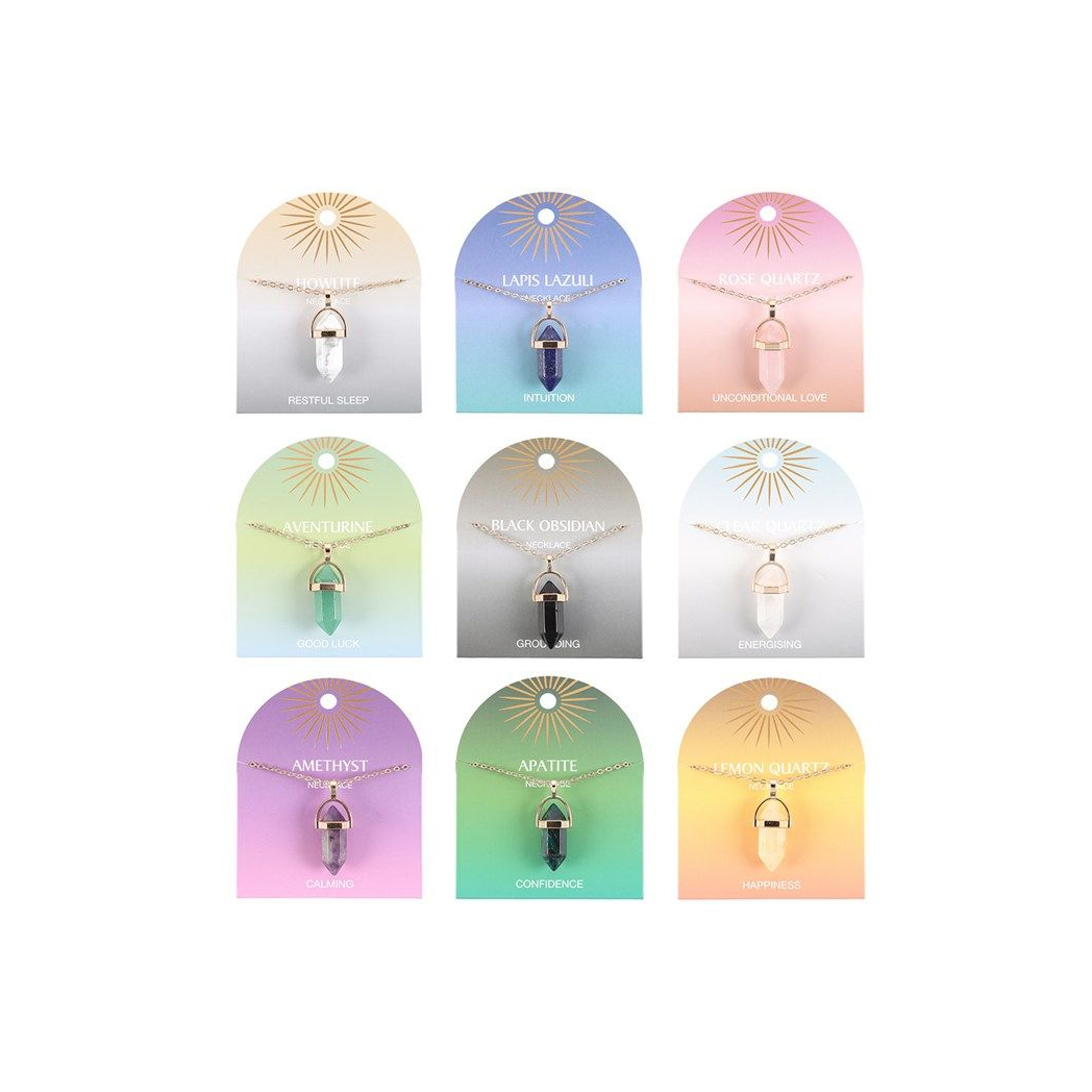 Set of 9 Crystal Pendant Necklaces