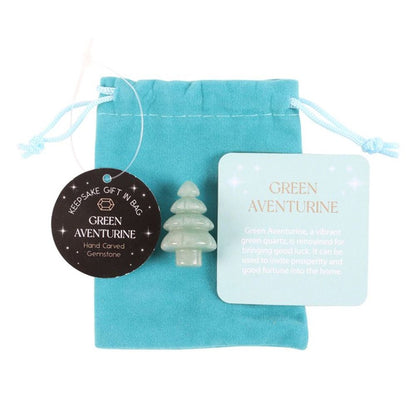 Green Aventurine Crystal Christmas Tree in a Bag