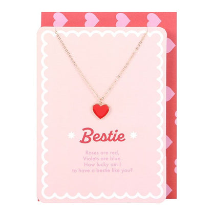 Bestie Enamel Heart Necklace Greeting Card